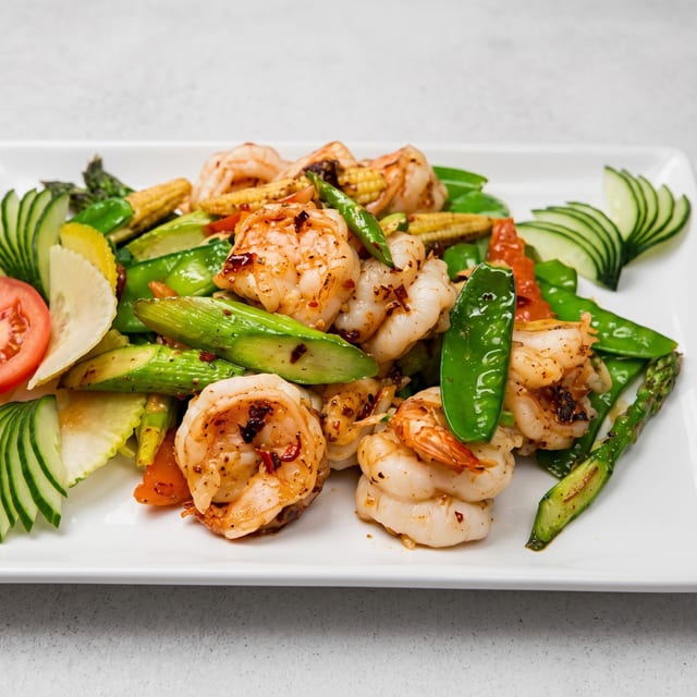 Jumbo Shrimp with XO Sauce.